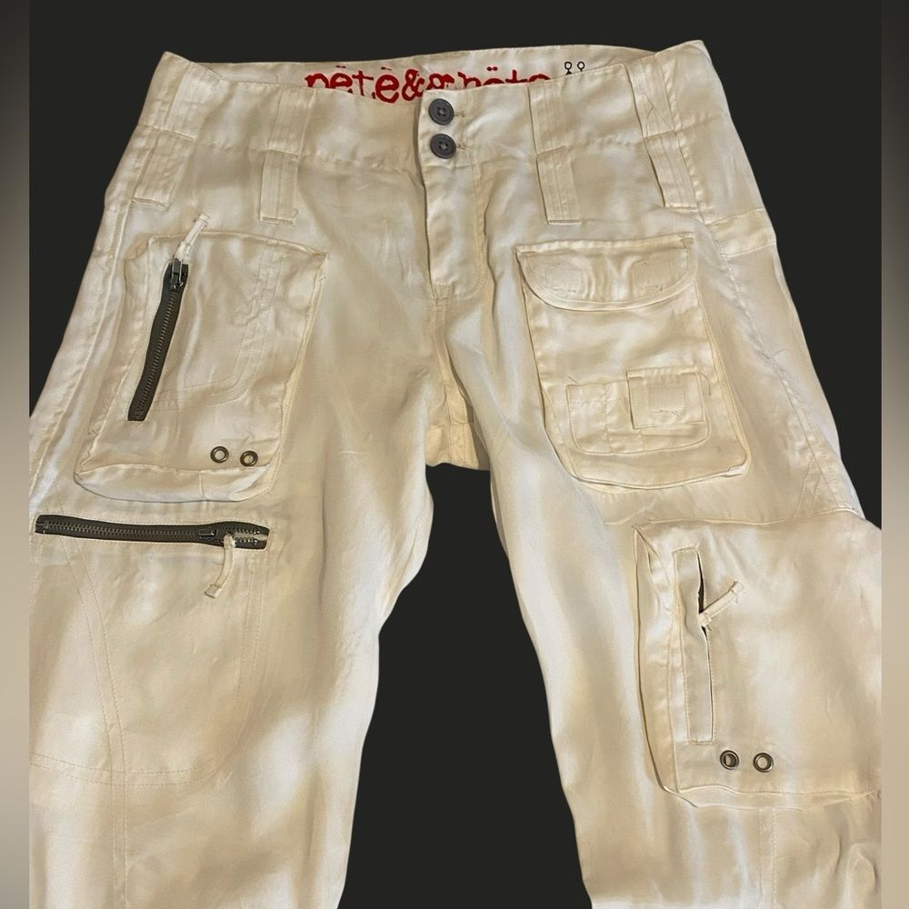 Johnny Was Pete & Greta Off White Cargo Pants Y2K Utility Pants NWOT size 6 - Picture 7 of 13